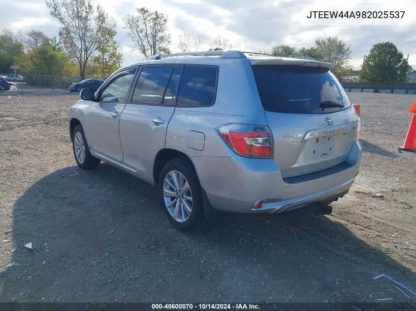 2008 Toyota Highlander Hybrid Limited VIN: JTEEW44A982025537 Lot: 40600070