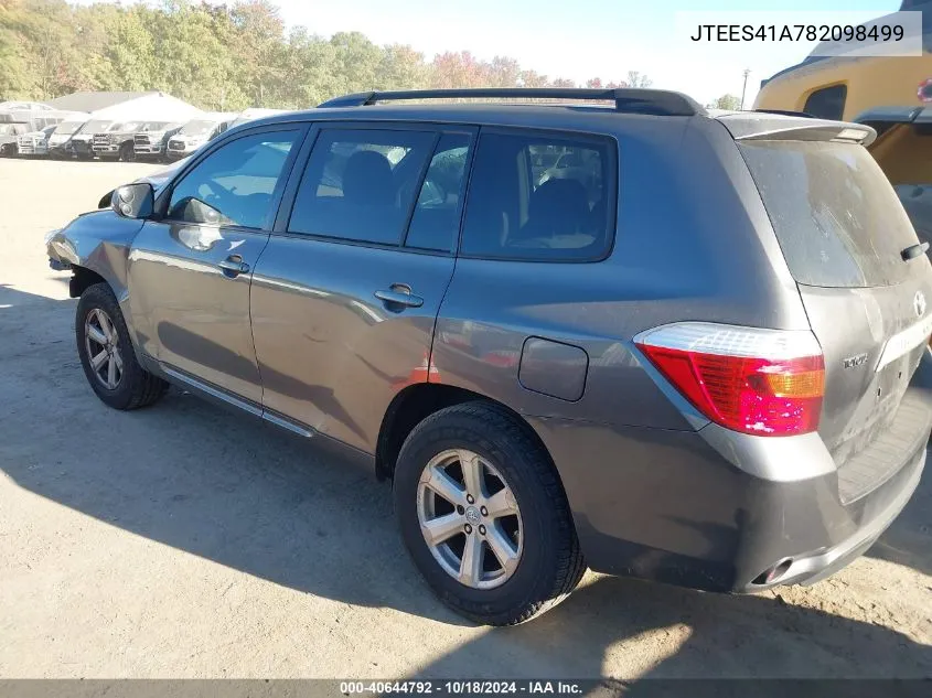 2008 Toyota Highlander VIN: JTEES41A782098499 Lot: 40644792