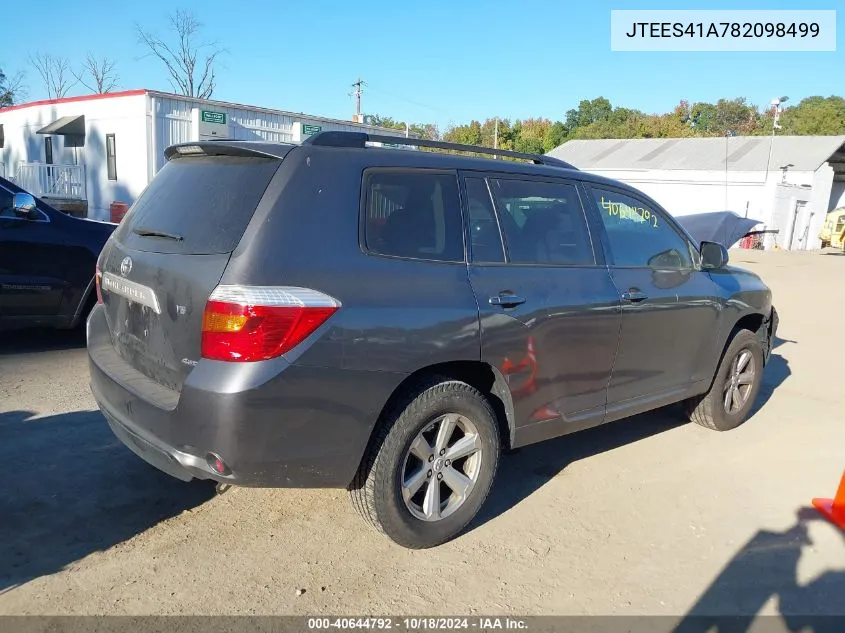 2008 Toyota Highlander VIN: JTEES41A782098499 Lot: 40644792