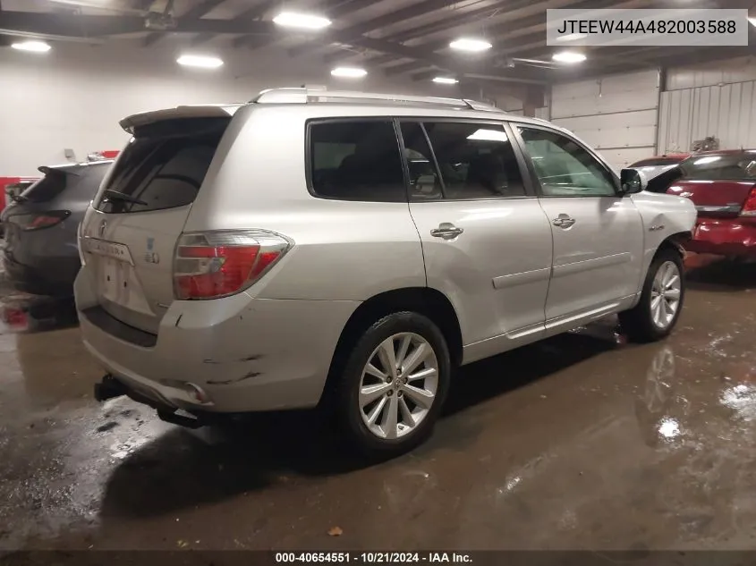 2008 Toyota Highlander Hybrid Limited VIN: JTEEW44A482003588 Lot: 40654551