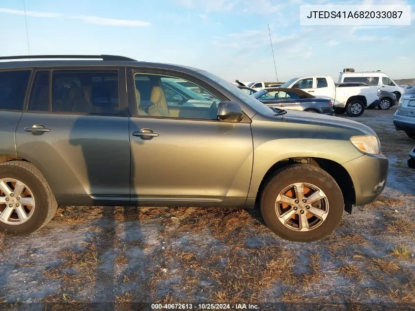 2008 Toyota Highlander VIN: JTEDS41A682033087 Lot: 40672613