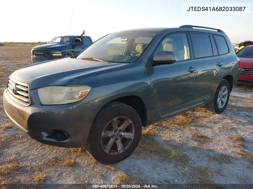 2008 Toyota Highlander VIN: JTEDS41A682033087 Lot: 40672613