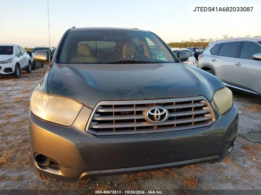 2008 Toyota Highlander VIN: JTEDS41A682033087 Lot: 40672613