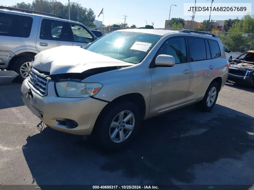 2008 Toyota Highlander VIN: JTEDS41A682067689 Lot: 40695317