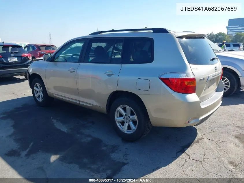 2008 Toyota Highlander VIN: JTEDS41A682067689 Lot: 40695317