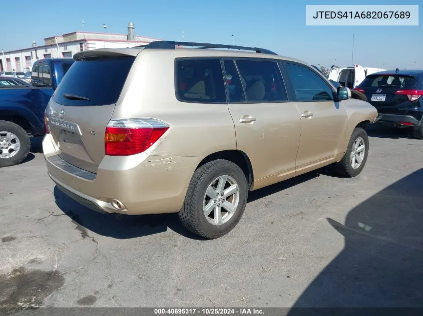 2008 Toyota Highlander VIN: JTEDS41A682067689 Lot: 40695317