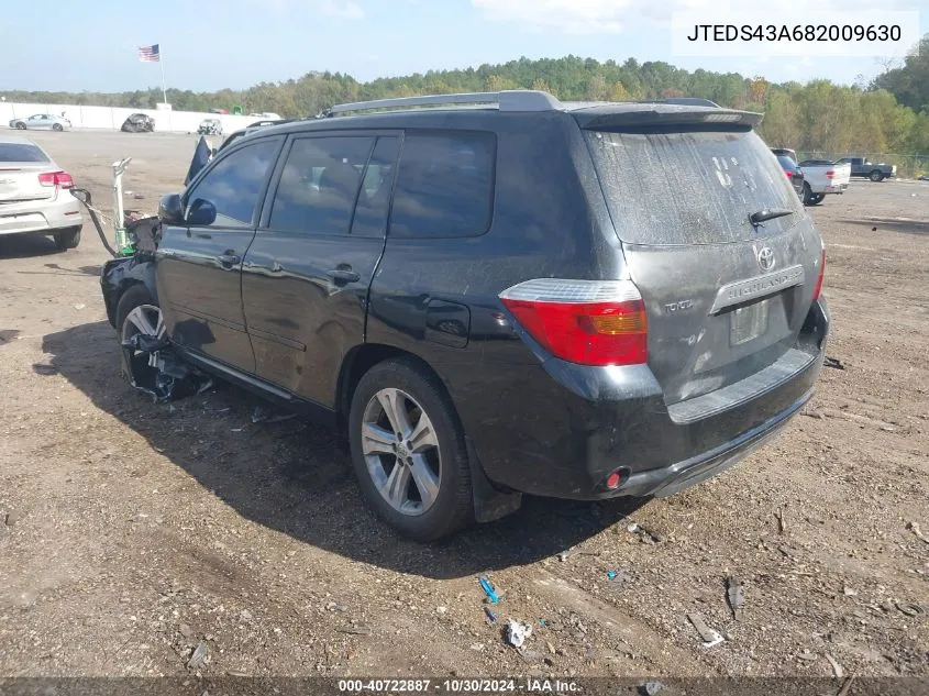 2008 Toyota Highlander Sport VIN: JTEDS43A682009630 Lot: 40722887