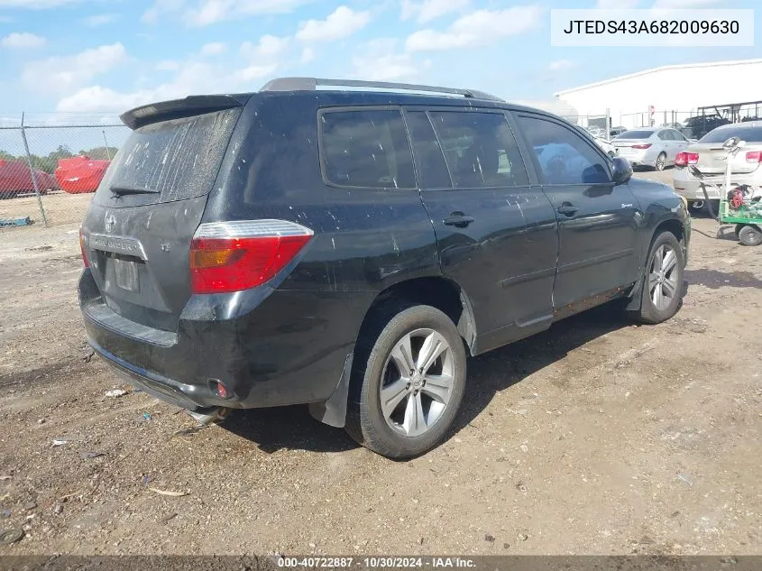 2008 Toyota Highlander Sport VIN: JTEDS43A682009630 Lot: 40722887