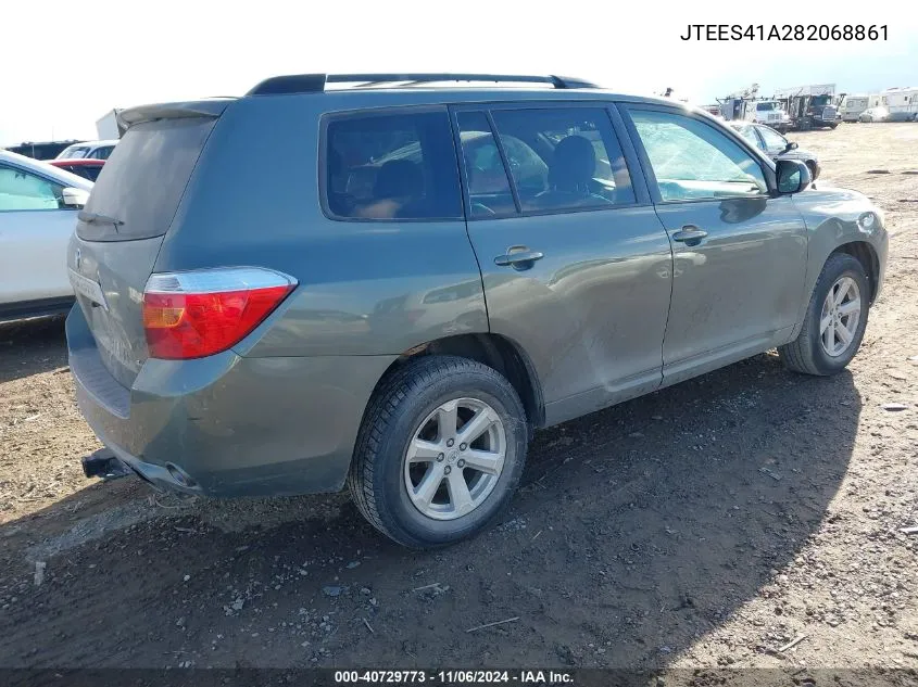 2008 Toyota Highlander VIN: JTEES41A282068861 Lot: 40729773