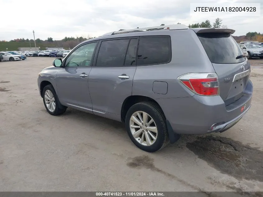 2008 Toyota Highlander Hybrid VIN: JTEEW41A182004928 Lot: 40741523