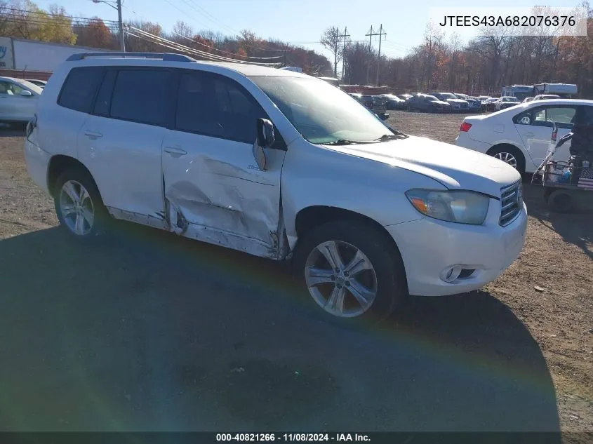 2008 Toyota Highlander Sport VIN: JTEES43A682076376 Lot: 40821266