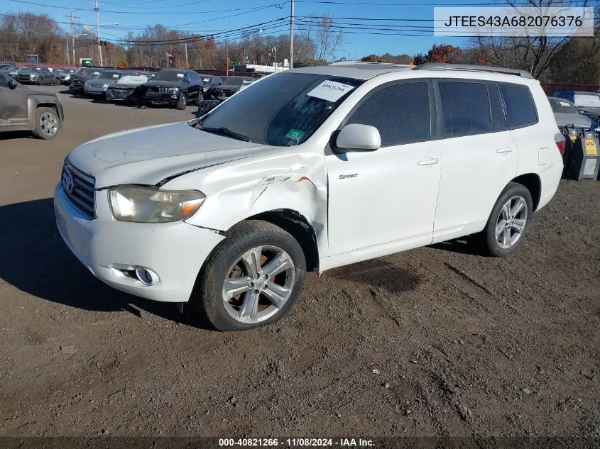 2008 Toyota Highlander Sport VIN: JTEES43A682076376 Lot: 40821266