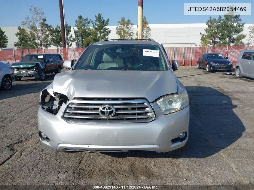 2008 Toyota Highlander Limited VIN: JTEDS42A682054469 Lot: 40829140