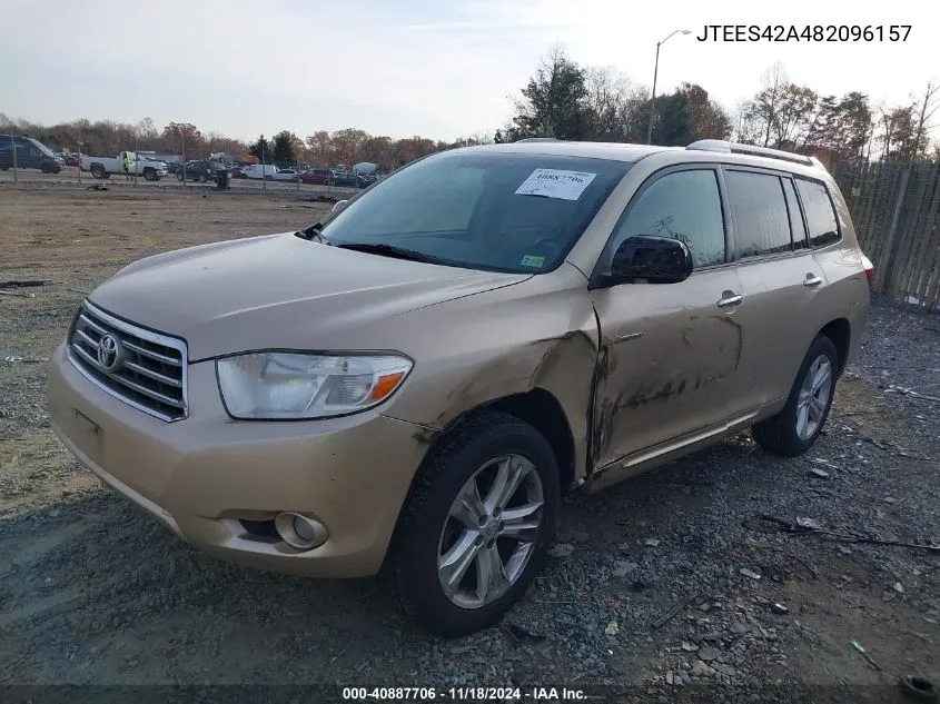 2008 Toyota Highlander Limited VIN: JTEES42A482096157 Lot: 40887706