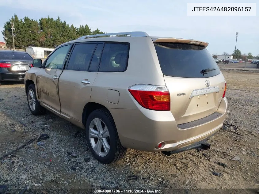 2008 Toyota Highlander Limited VIN: JTEES42A482096157 Lot: 40887706