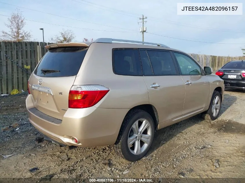 2008 Toyota Highlander Limited VIN: JTEES42A482096157 Lot: 40887706