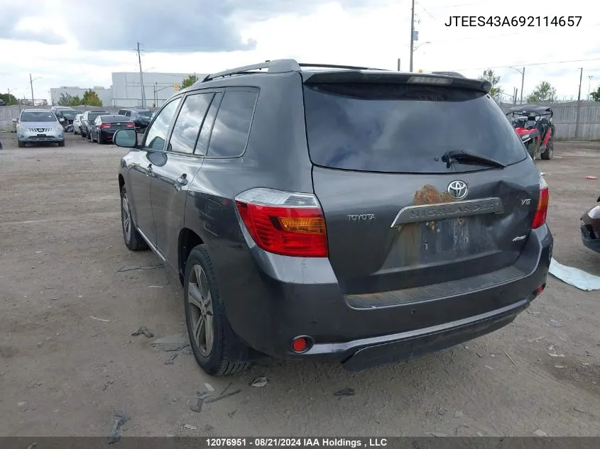 2009 Toyota Highlander Sport VIN: JTEES43A692114657 Lot: 12076951