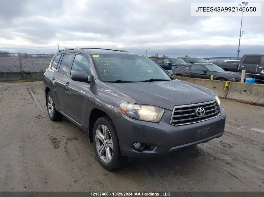 2009 Toyota Highlander Sport VIN: JTEES43A992146650 Lot: 12137460