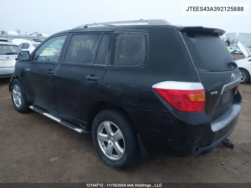 2009 Toyota Highlander Sport VIN: JTEES43A392125888 Lot: 12154712