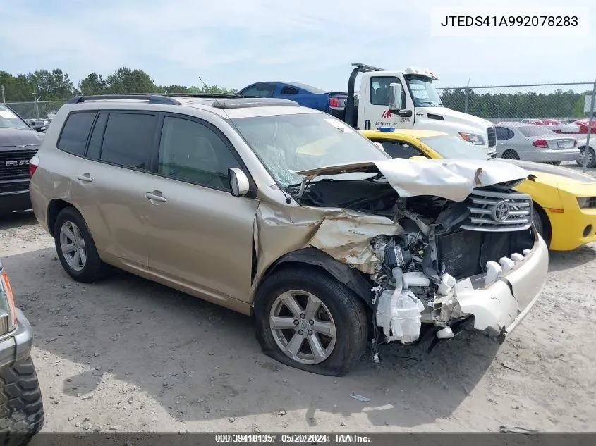 2009 Toyota Highlander VIN: JTEDS41A992078283 Lot: 39418135