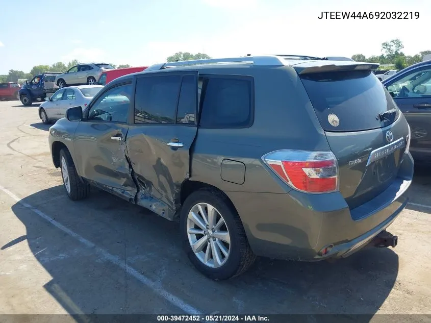 2009 Toyota Highlander Hybrid Limited VIN: JTEEW44A692032219 Lot: 39472452