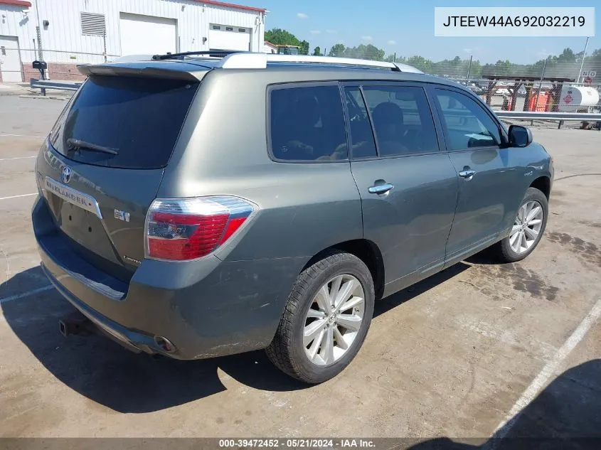 2009 Toyota Highlander Hybrid Limited VIN: JTEEW44A692032219 Lot: 39472452