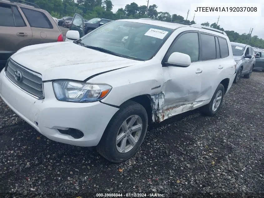 JTEEW41A192037008 2009 Toyota Highlander Hybrid