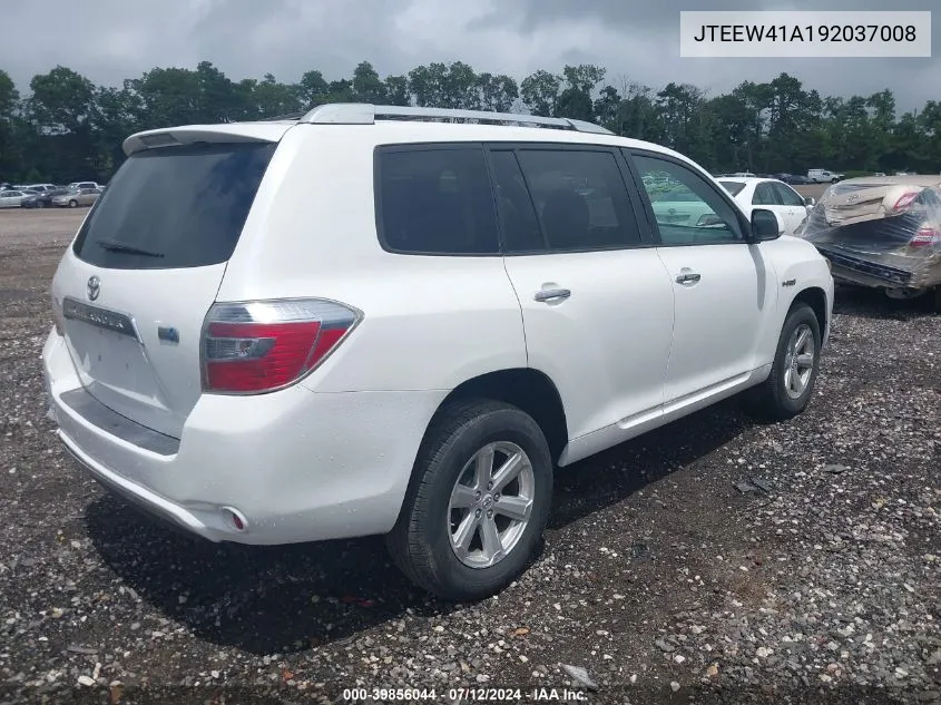 JTEEW41A192037008 2009 Toyota Highlander Hybrid