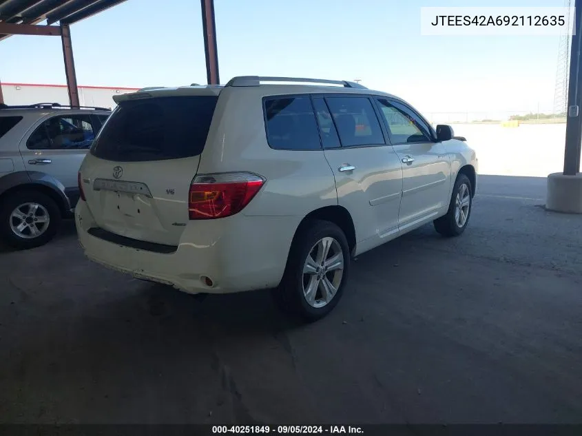 2009 Toyota Highlander Limited VIN: JTEES42A692112635 Lot: 40251849