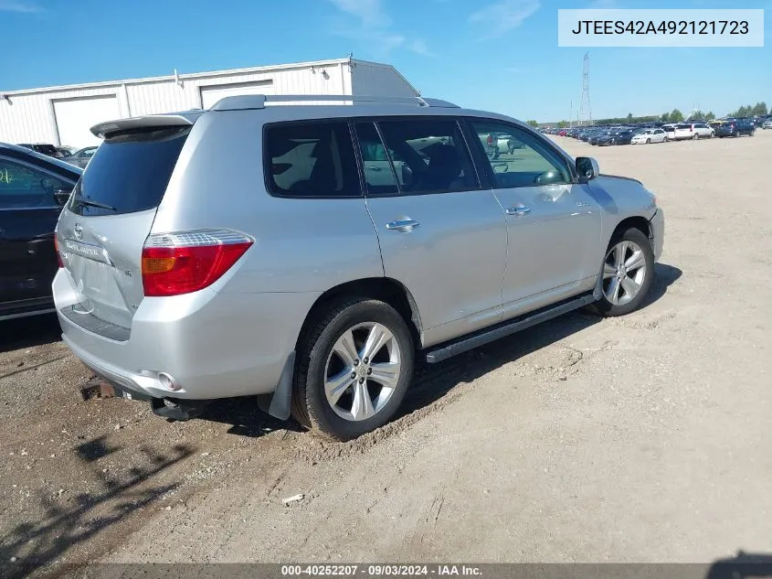 2009 Toyota Highlander Limited VIN: JTEES42A492121723 Lot: 40252207