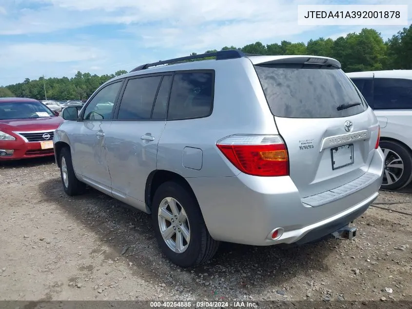 2009 Toyota Highlander VIN: JTEDA41A392001878 Lot: 40254885