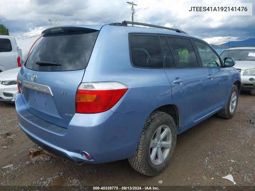 2009 Toyota Highlander VIN: JTEES41A192141476 Lot: 40339775