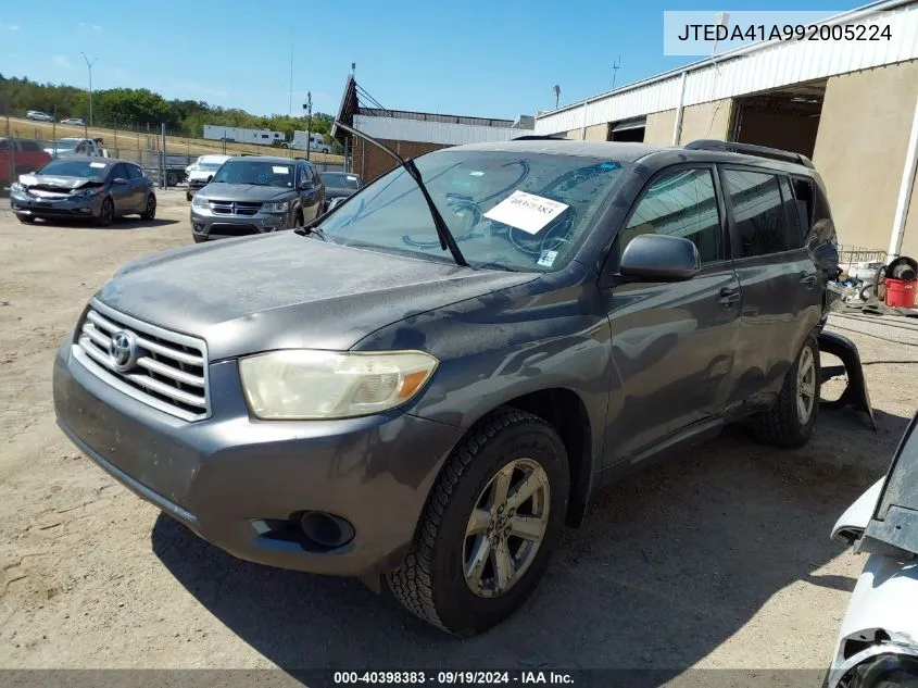 2009 Toyota Highlander VIN: JTEDA41A992005224 Lot: 40398383