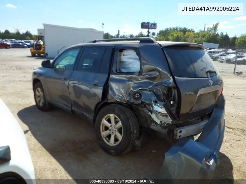 2009 Toyota Highlander VIN: JTEDA41A992005224 Lot: 40398383