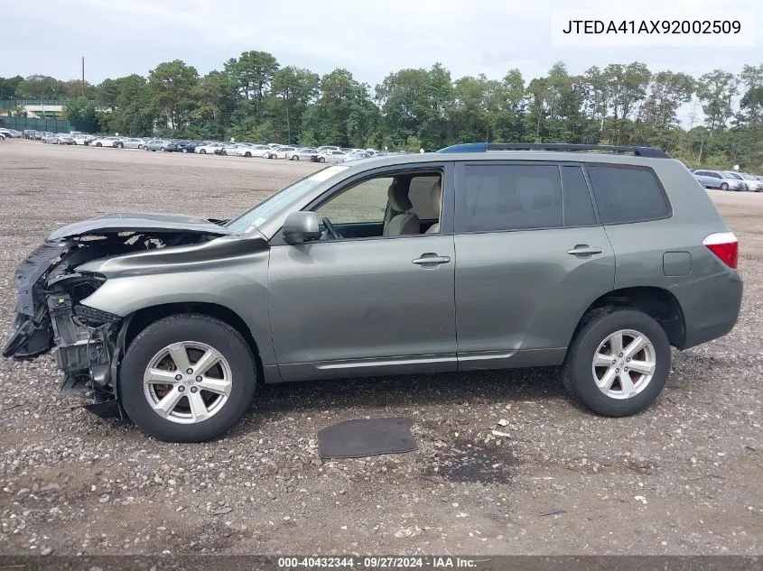 JTEDA41AX92002509 2009 Toyota Highlander