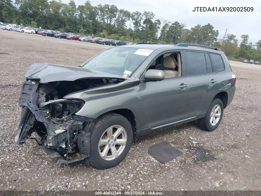 2009 Toyota Highlander VIN: JTEDA41AX92002509 Lot: 40432344