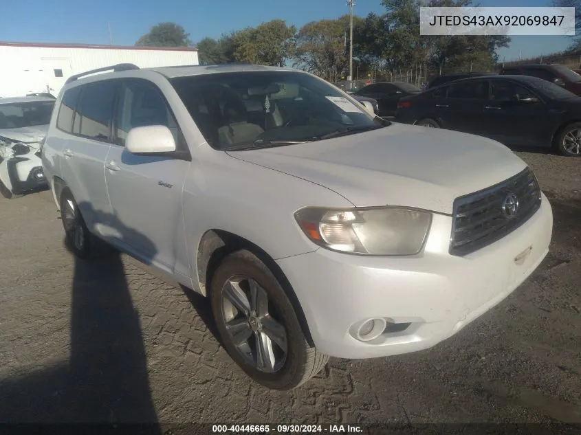 2009 Toyota Highlander Sport VIN: JTEDS43AX92069847 Lot: 40446665