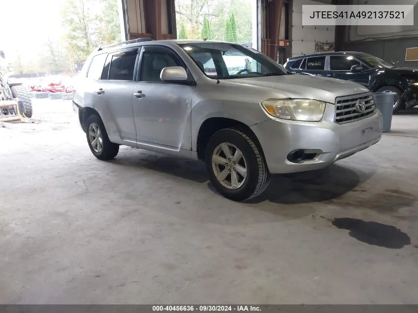 2009 Toyota Highlander VIN: JTEES41A492137521 Lot: 40456636