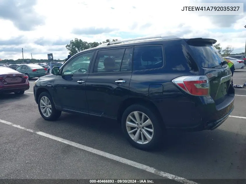 2009 Toyota Highlander Hybrid VIN: JTEEW41A792035327 Lot: 40466893