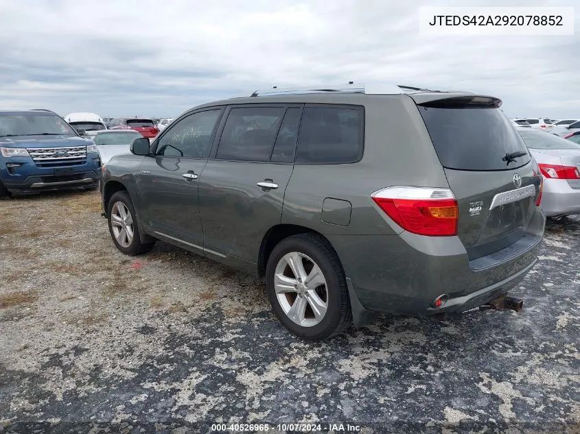 2009 Toyota Highlander Limited VIN: JTEDS42A292078852 Lot: 40526965