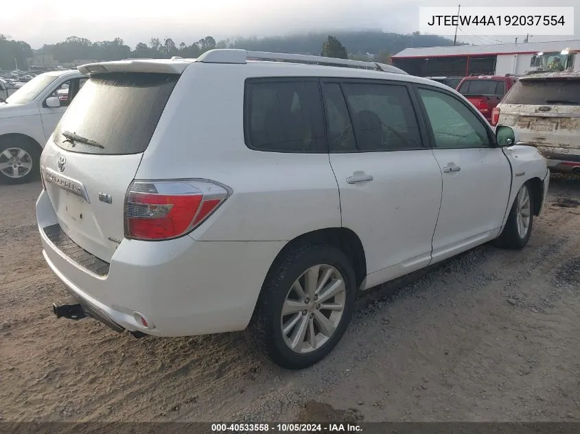 2009 Toyota Highlander Hybrid Limited VIN: JTEEW44A192037554 Lot: 40533558