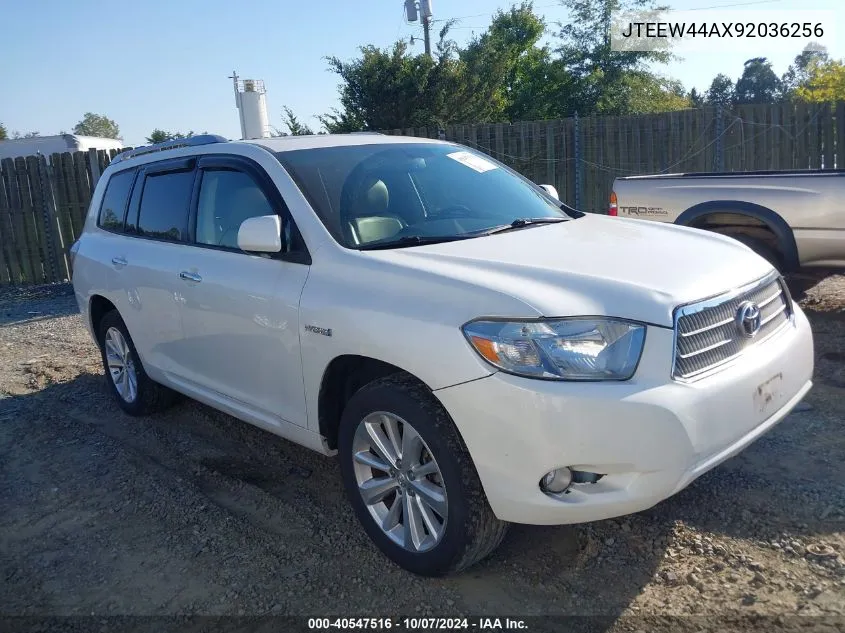 2009 Toyota Highlander Hybrid Limited VIN: JTEEW44AX92036256 Lot: 40547516