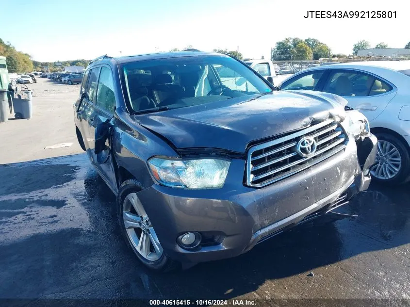 2009 Toyota Highlander Sport VIN: JTEES43A992125801 Lot: 40615415