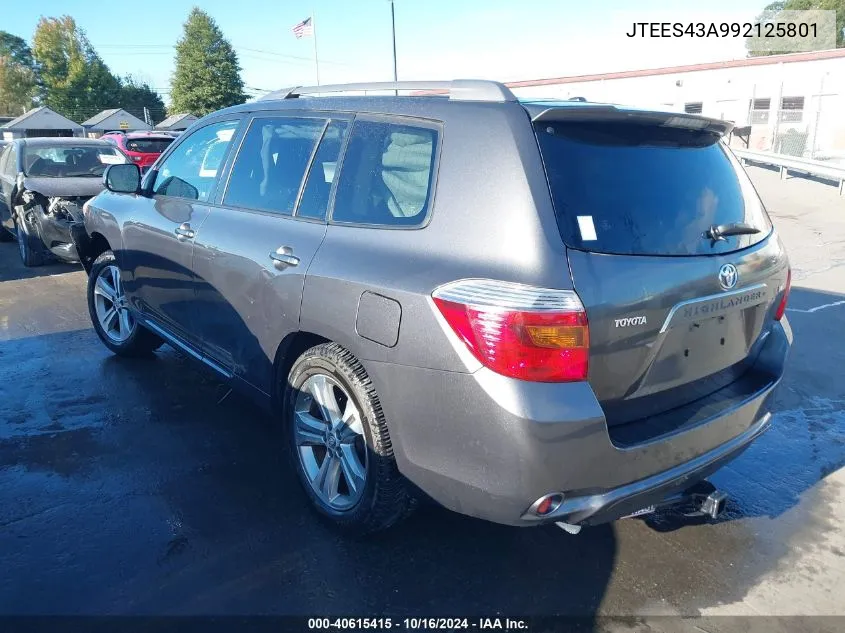 2009 Toyota Highlander Sport VIN: JTEES43A992125801 Lot: 40615415