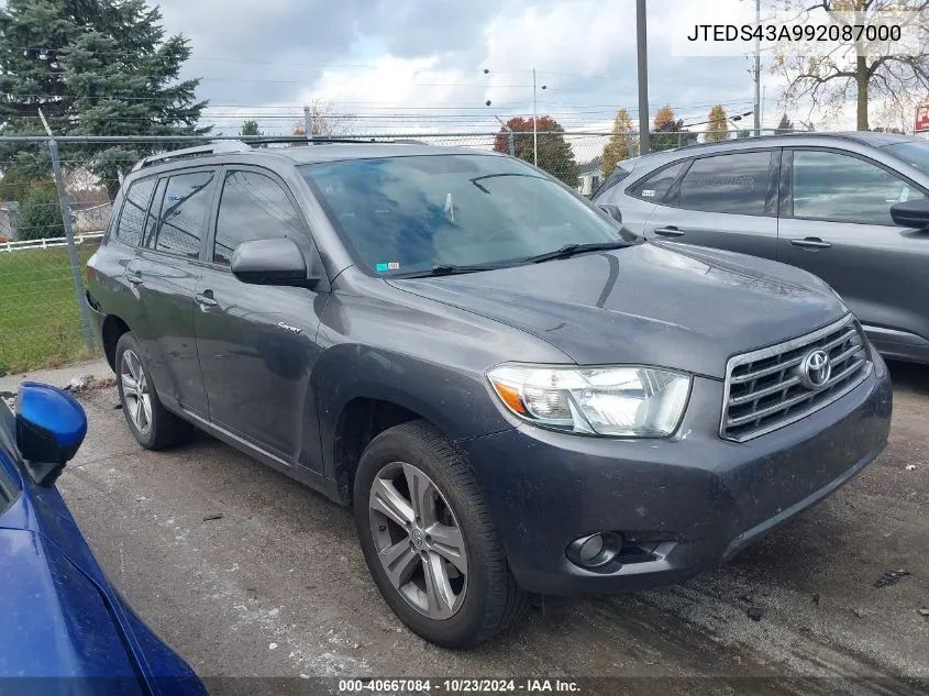 2009 Toyota Highlander Sport VIN: JTEDS43A992087000 Lot: 40667084