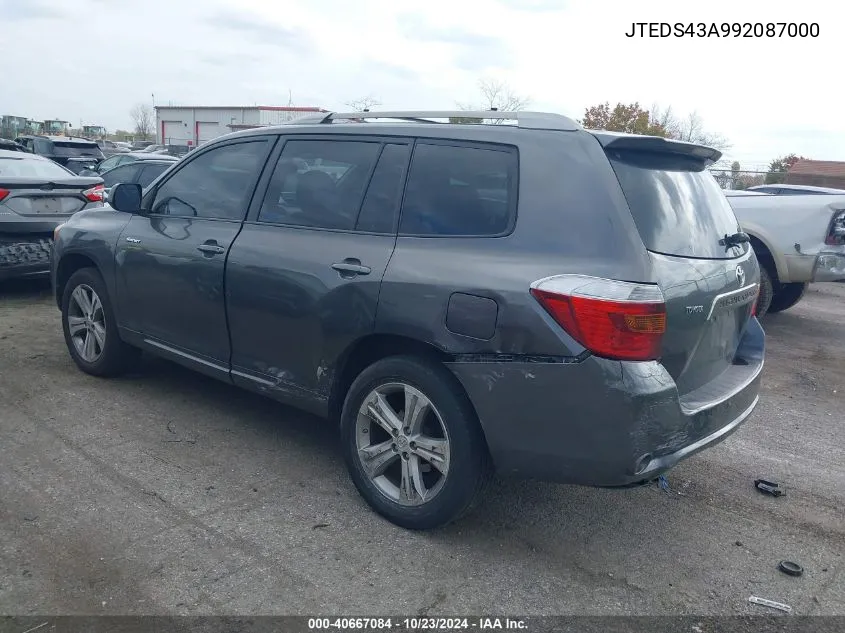 2009 Toyota Highlander Sport VIN: JTEDS43A992087000 Lot: 40667084