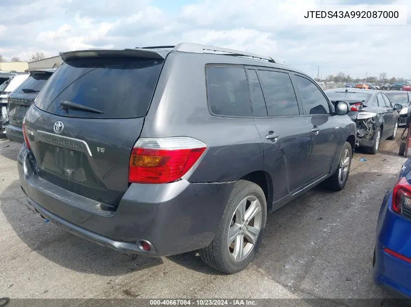 2009 Toyota Highlander Sport VIN: JTEDS43A992087000 Lot: 40667084