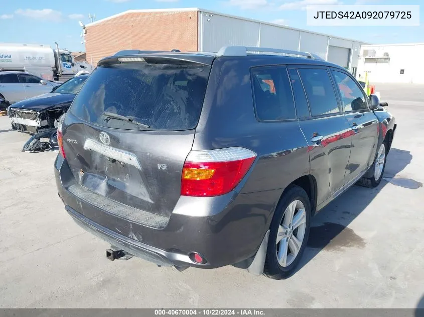 2009 Toyota Highlander Limited VIN: JTEDS42A092079725 Lot: 40670004