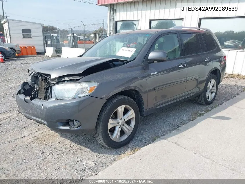 2009 Toyota Highlander Limited VIN: JTEDS42A992089539 Lot: 40687031