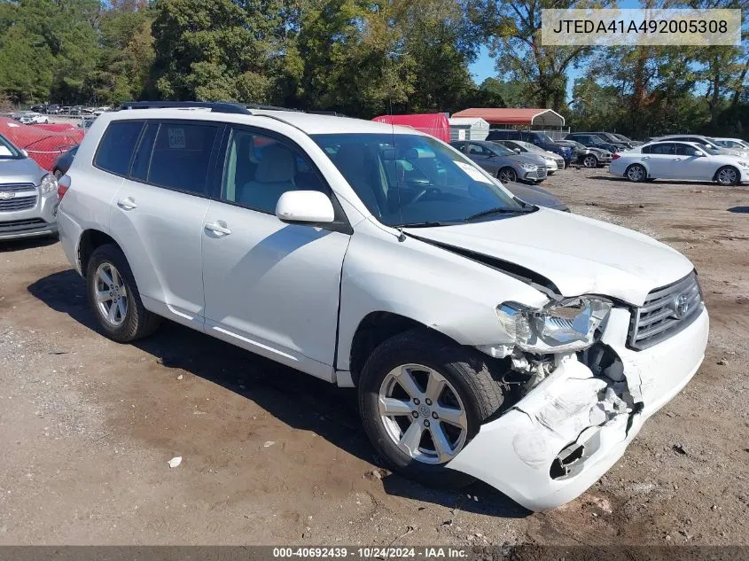 2009 Toyota Highlander VIN: JTEDA41A492005308 Lot: 40692439